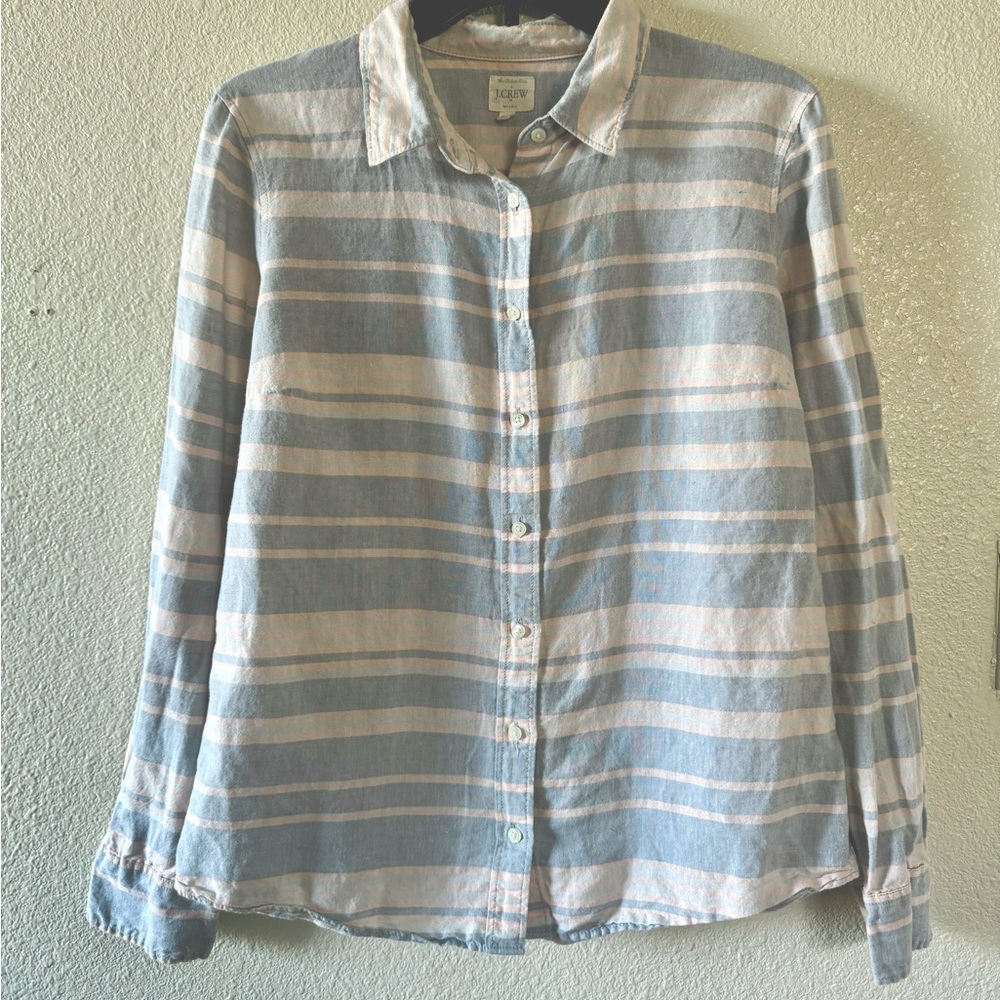 j crew button down Linen Medium